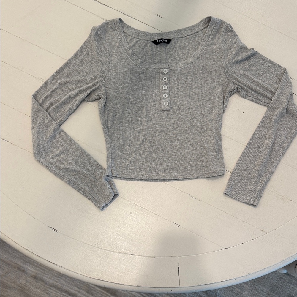 Fashion Heather Gray Long Sleeve Top